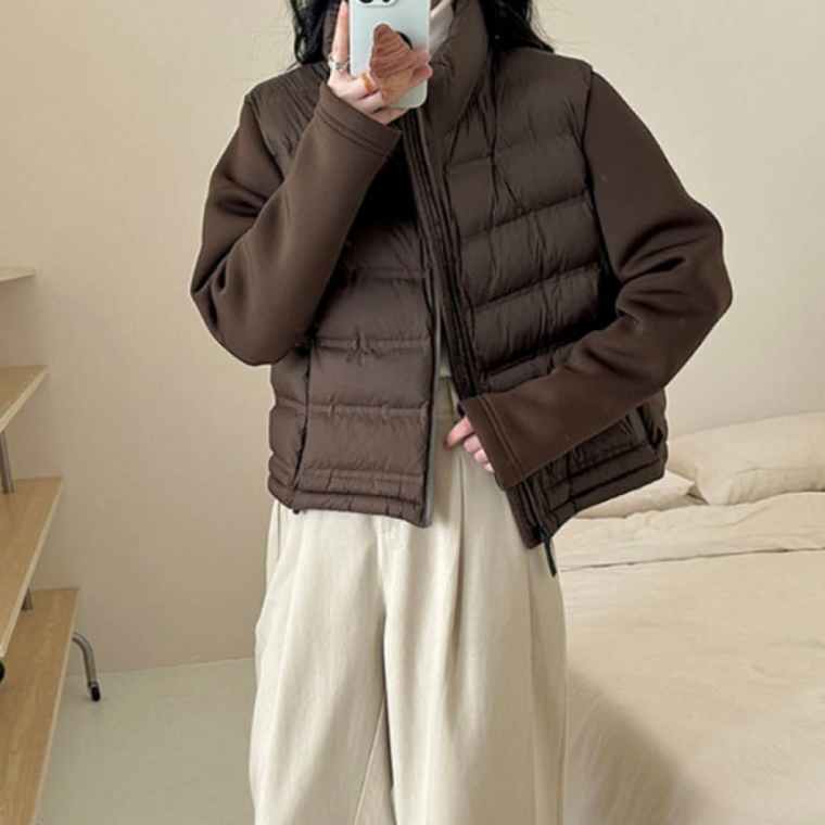집업과 조끼 일체형 점퍼 편안한 패딩 캐주얼 아우터