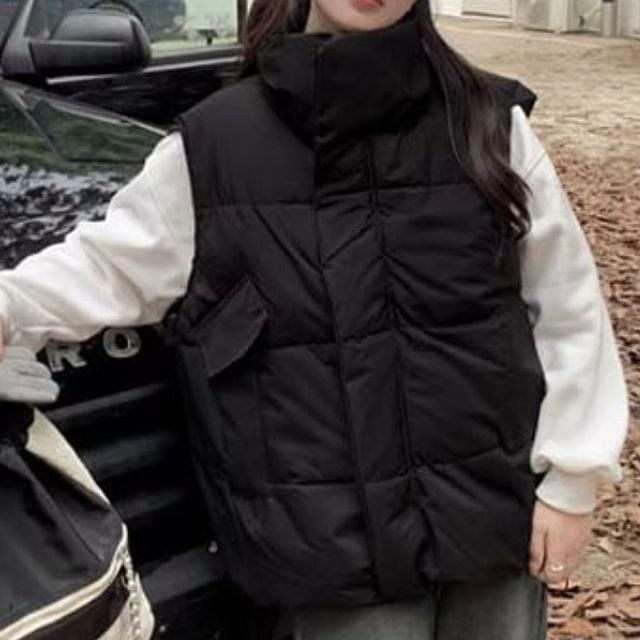 베스트 레이어드 여성 아우터 겨울 하이넥 패딩조끼