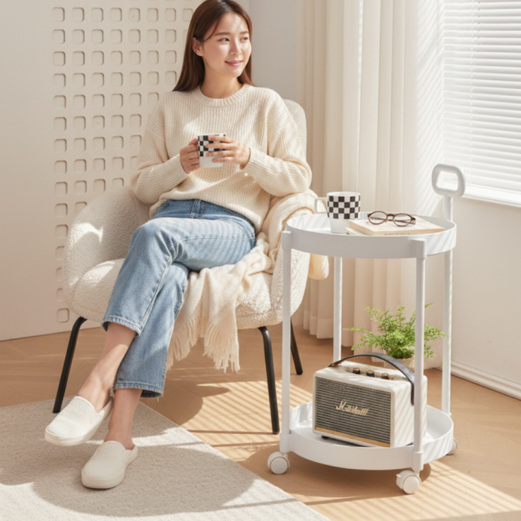 이동식 멀티 사이드 테이블 다용도 선반 수납 정리 보관 가정 사무실 카페 업소 가게 매장 까페 소품 용품