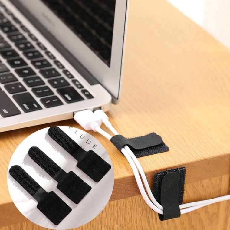 부착식 선 정리 클립 8개입 케이블 고정 홀더 테이프형 전선 사무실 책상 정리용