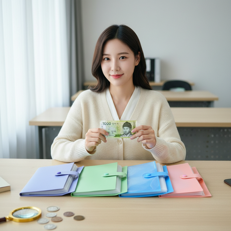 지폐 수집 보관함 화폐 컬렉션 정리 바인더 PVC 수집용 앨범 보관 파일 정리함