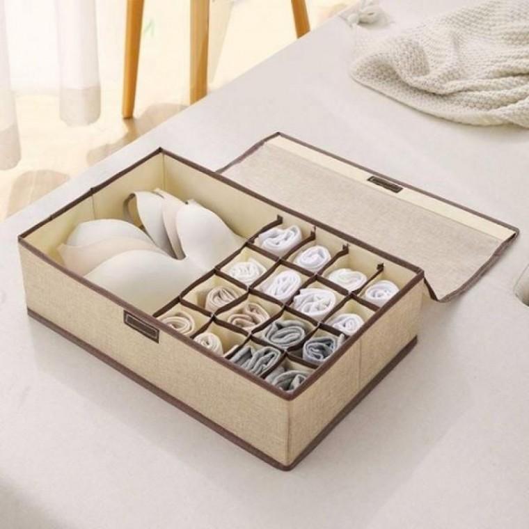 속옷보관함 양말정리함 칸칸 속옷정리함 17칸 베이지