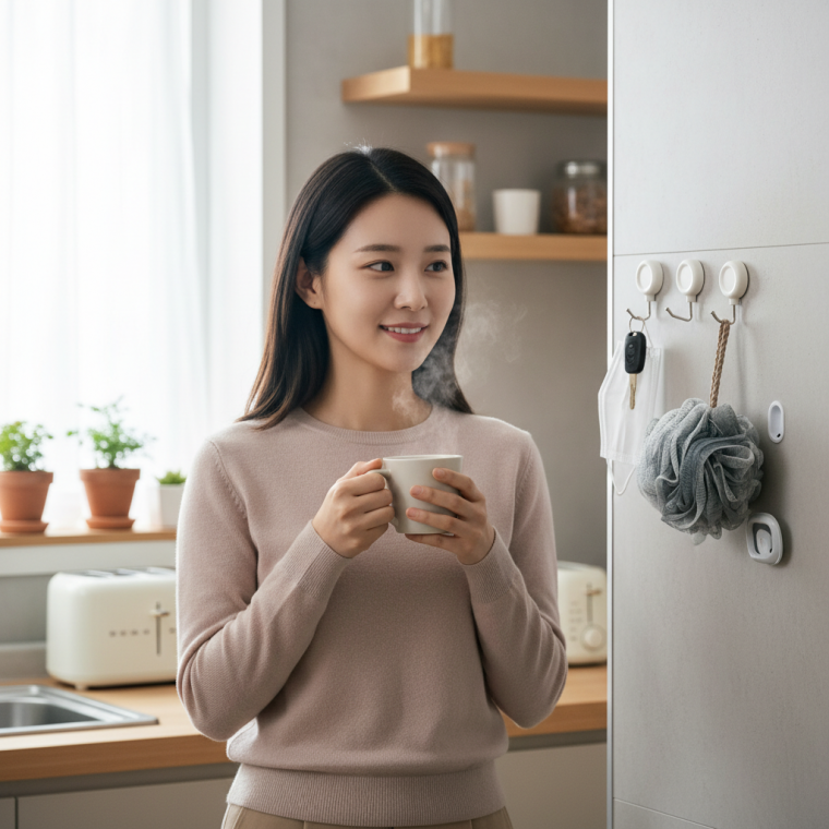 강력 네오디움 자석후크 다용도 마그네틱 걸이 주방 현관 마스크 소품 정리용 고리