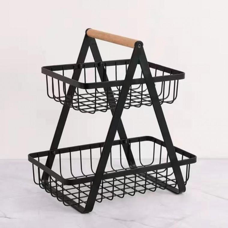 2단 철제 과일 바구니 주방 과일 정리 수납 바스켓