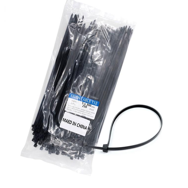 kimspp 케이블타이 5x300mm 블랙 (약250개입) 타이밴드 전선 배선정리