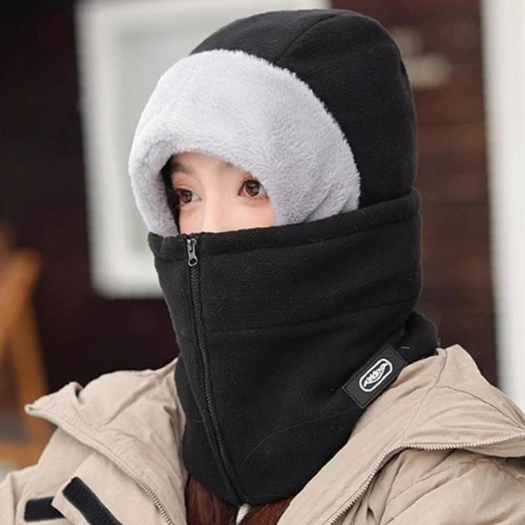 두꺼운 기모 정리형 후드 넥워머 1P 지퍼 풀커버 목토시 비니