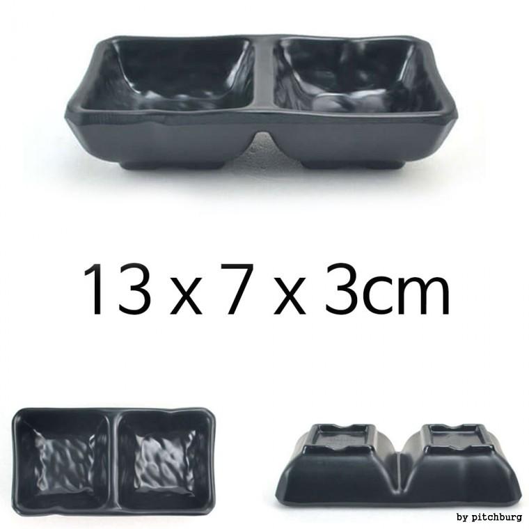 2칸 사각 종지 그릇 소스볼 소스그릇 찬기 13x7x3cm 1p
