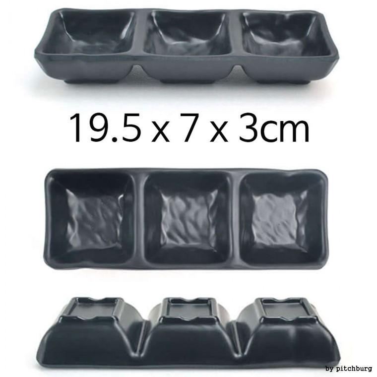 3칸 사각 종지 그릇 소스볼 소스그릇 찬기 19.5x7x3cm 1p
