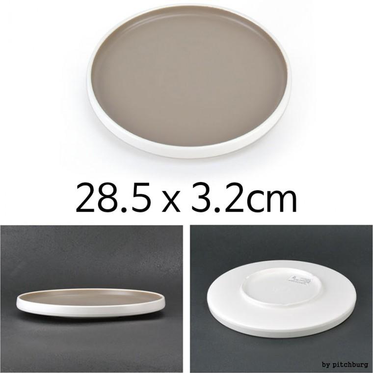 투톤 원형 멜라민접시 멜라민그릇 반찬접시 반찬그릇 4호 28.5x3.2cm 1p