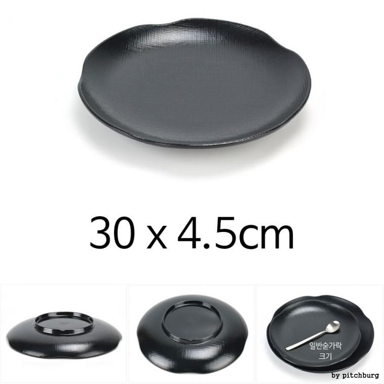 MLM 블랙 깊은 멜라민 접시 그릇 찜그릇 찜접시 30x4.5cm 1p