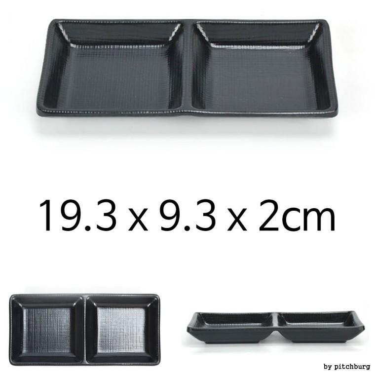 MLM 블랙 멜라민 2절 종지 소스그릇 양념그릇 반찬그릇 19.3x9.3x2cm 1p