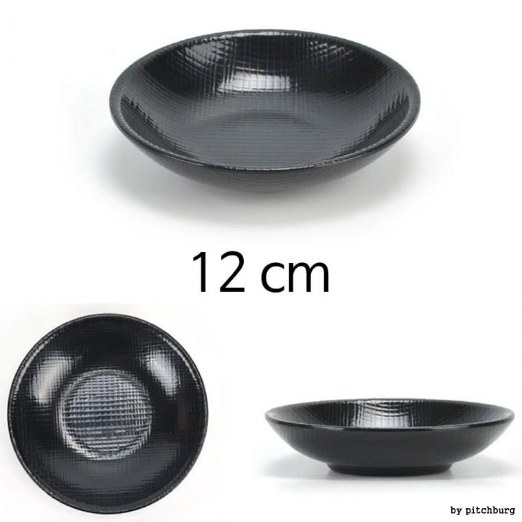 MLM 블랙 멜라민 찬기 앞접시 반찬그릇 3호 12x2.7cm 1p