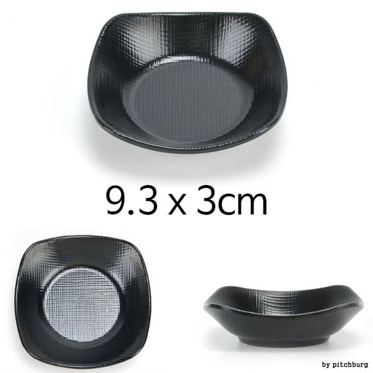 MLM 블랙 멜라민 찬기 사각 앞접시 반찬그릇 1호 9.3x3cm 1p