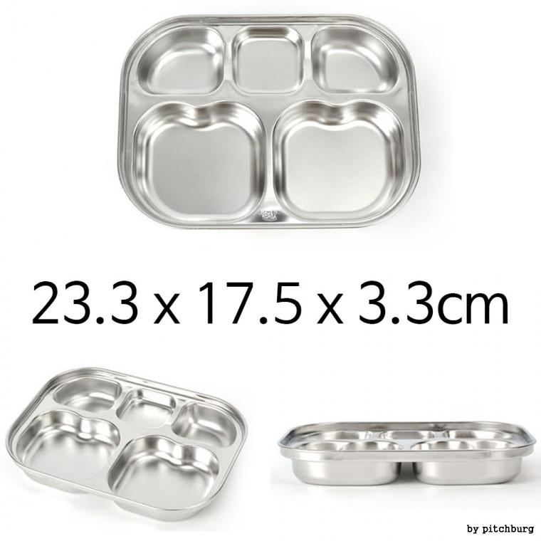 안전한 스테인레스 27종 어린이식판 유아용 스텐식판 23.3x17.5x3.3cm 1p
