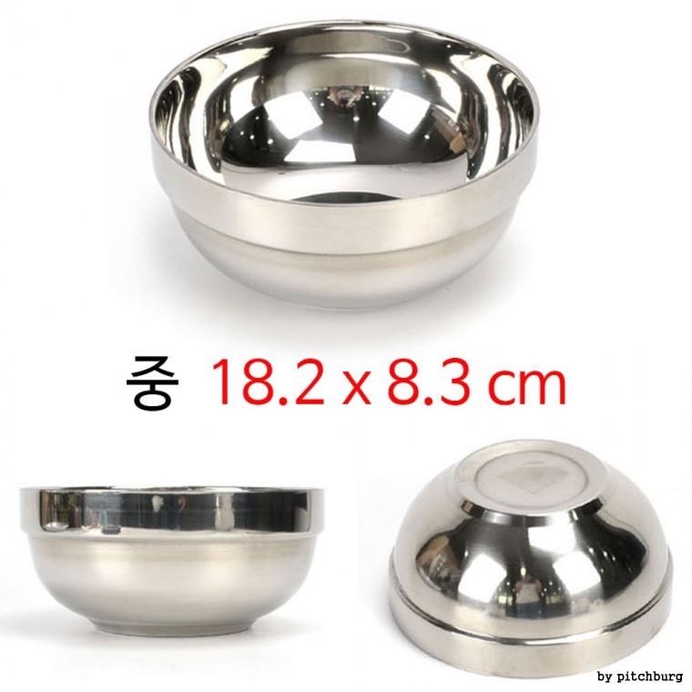 온도유지에 좋은 2중구조 스텐 면그릇 비빔그릇 냉면기 중 18.2x8.3cm 1p
