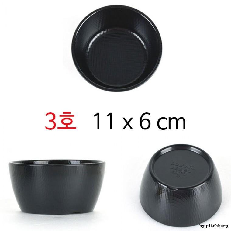 MLN 블랙 멜라민 밥공기 밥그릇 3호 11x6cm 1p
