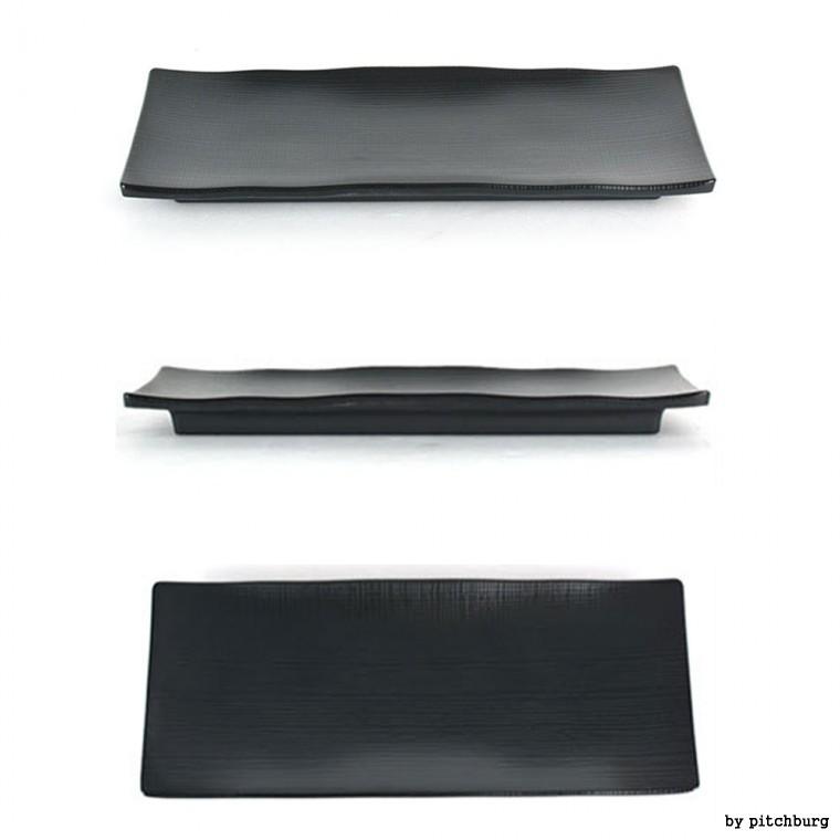 MLN 블랙 사각 멜라민 접시 그릇 28.6x11.8x2.3cm 1p