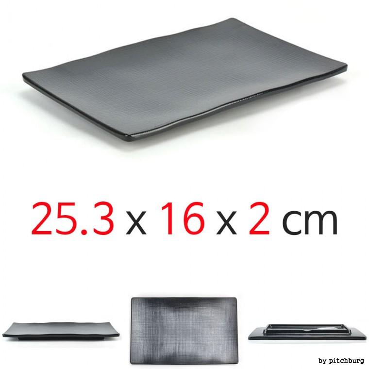 MLN 블랙 멜라민 사각접시 반찬접시 25.3x16x2cm 1p