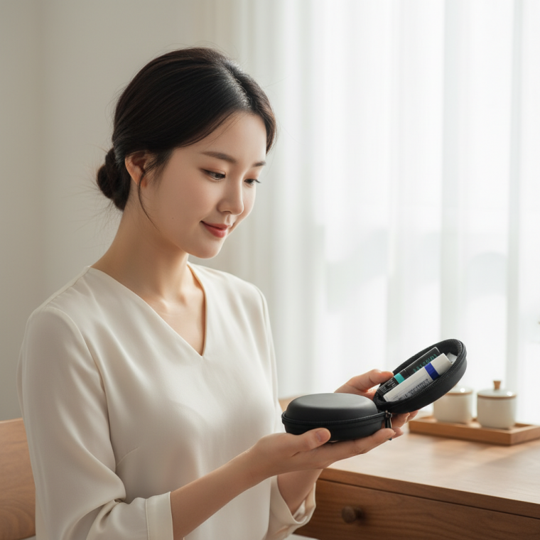 충격흡수 EVA 원형 하드 파우치 대형 이어폰 보조배터리 케이스 수납함