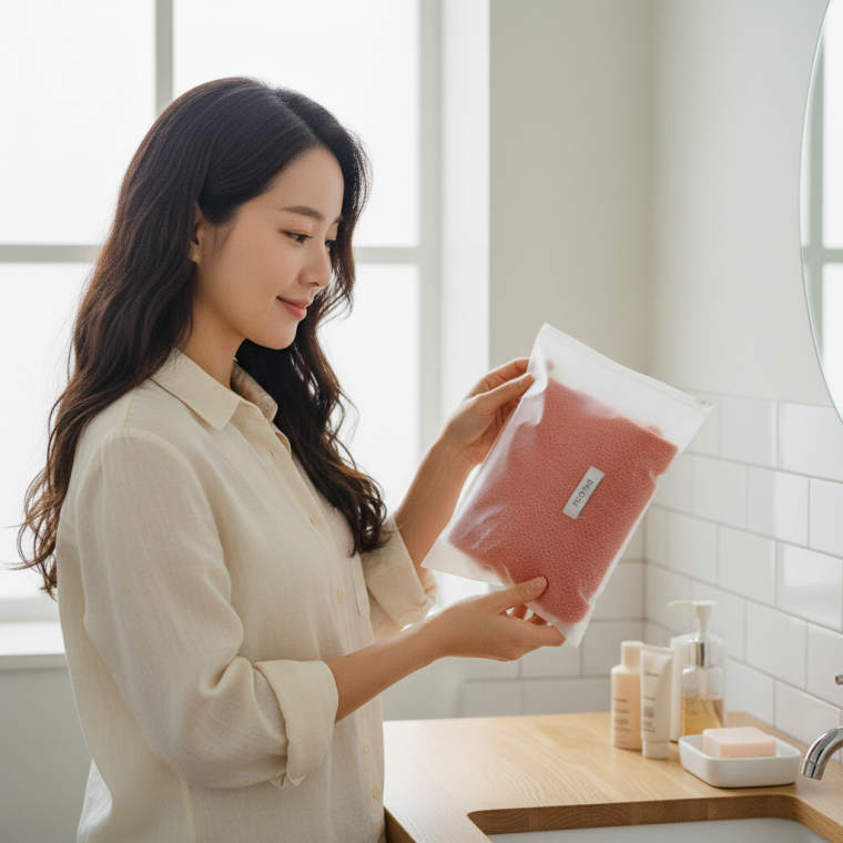 20X28 여행용 슬라이드 지퍼백 세면 파우치 반투명 방수 수납 가방 짐 정리백