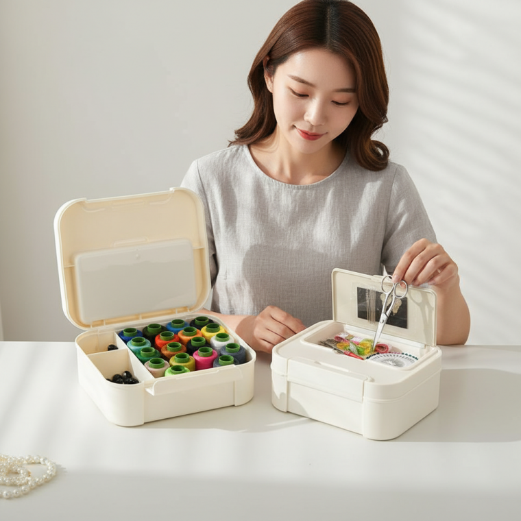 재봉 도구함 바느질 보관함 수선용품 정리함 반짇고리 대형 수납 박스