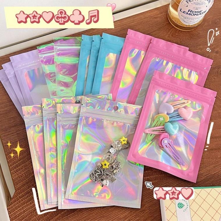홀로그램 지퍼백 봉투 10.5x 15cm 포토 카드 케이스 수납 사진첩 엽서 포카 포장