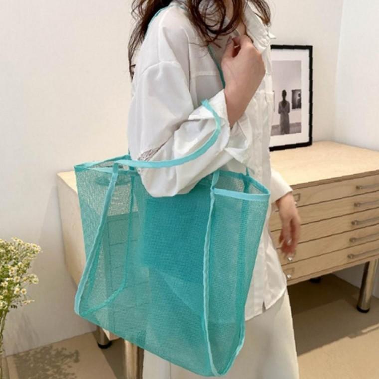 여성 펀칭 실속수납 망사 숄더 포켓백 1P 그물백 비치 휴양지