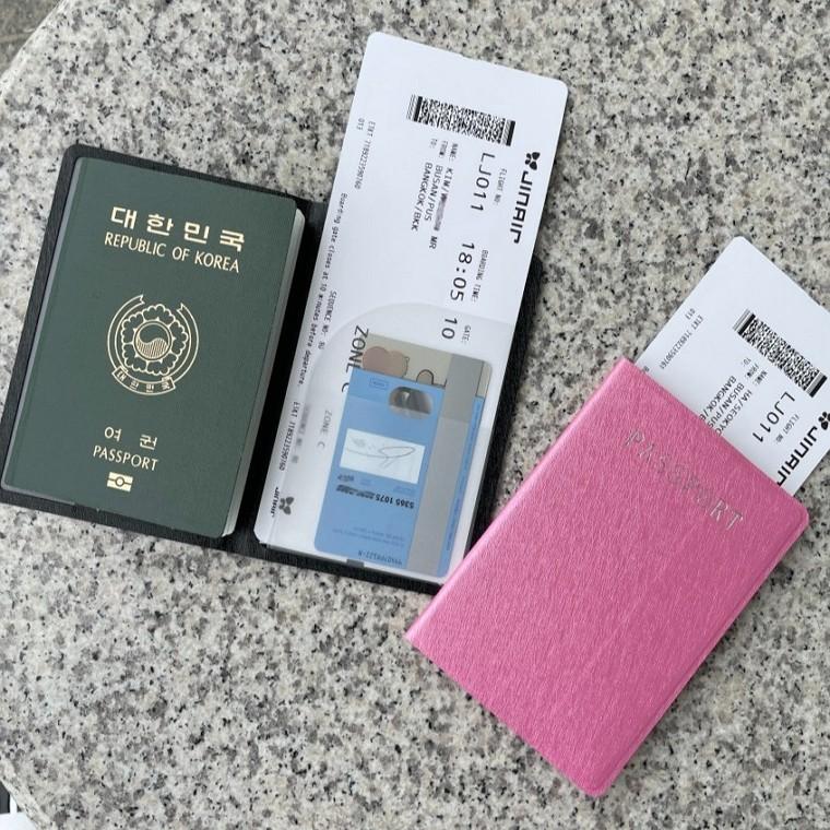 여권케이스 티켓 보관 수납 블랙 핑크