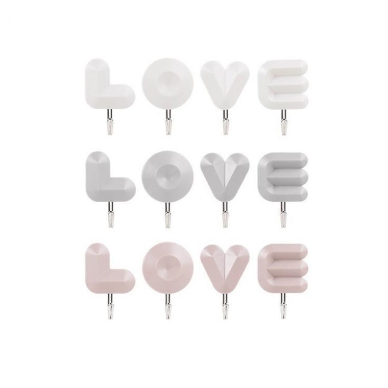 LOVE 부착식 수납 후크 벽고리 행거 무타공 소품걸이