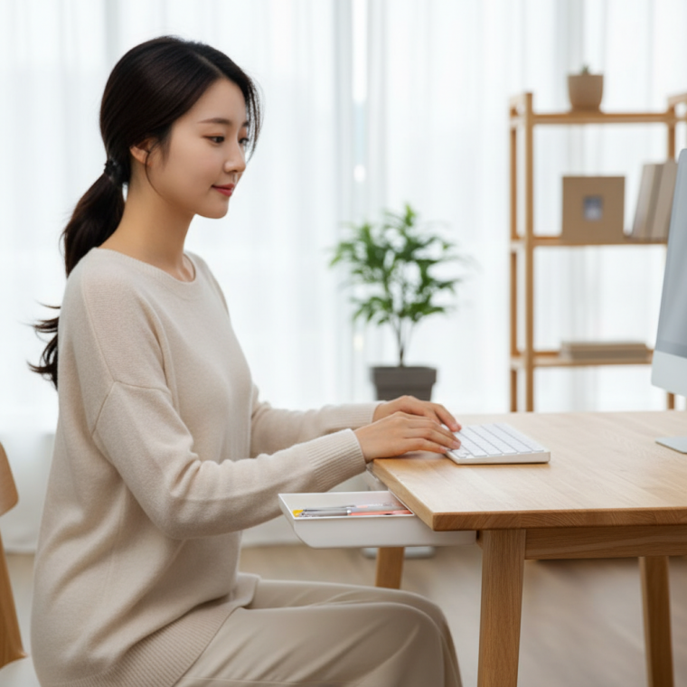 책상밑 슬라이딩 서랍 대형 데스크 하부 부착식 수납함 테이블 밑 보관함 정리함