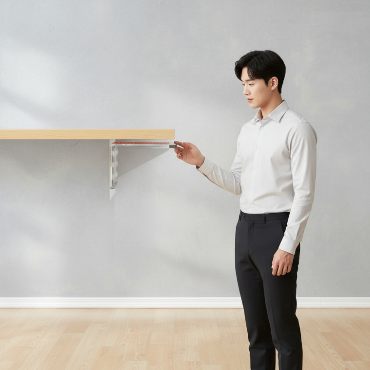 무타공 벽걸이 선반 브라켓 ㄱ자 지지대 강력 접착식 수납 고정대 화이트