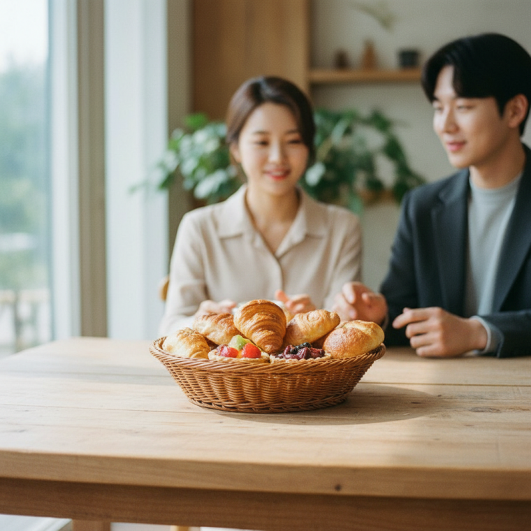 원형 트레이 34CM 중형 채반 식당용 디저트 진열 바구니 간식 수납 다용도 쟁반