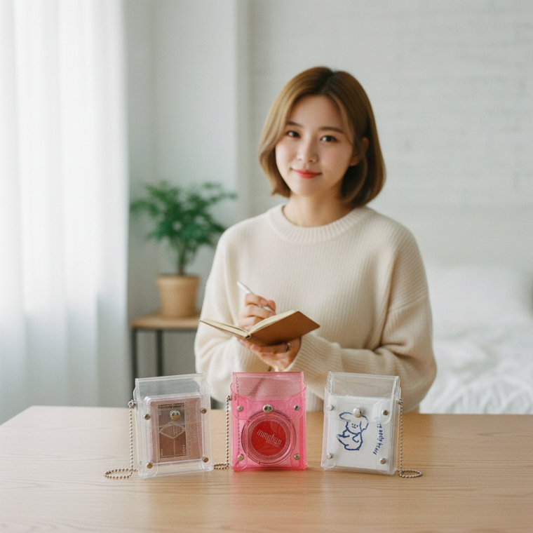 투명 PVC 미니 파우치 립스틱 가방 소형 이어폰 보관함 다용도 화장품 수납 케이스
