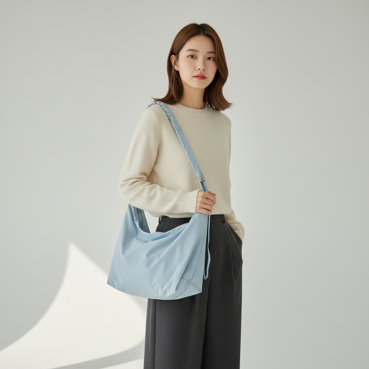 20대 여자 대학생 가벼운 데일리 숄더백 수납력 패브릭 크로스백 여성 가방