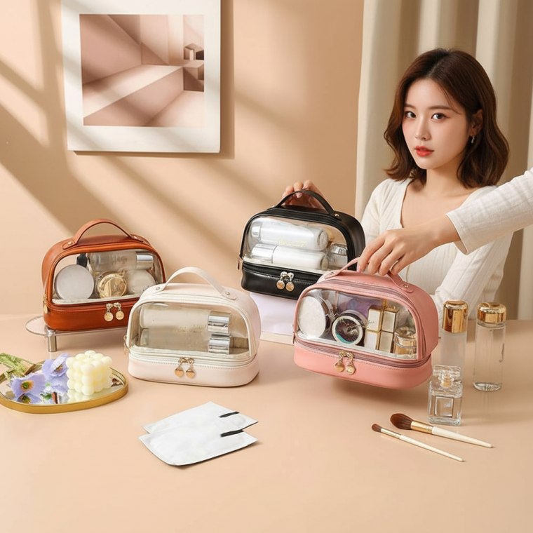 여행용 화장품 파우치 손잡이형 메이크업 가방 수납 정리함 세면도구