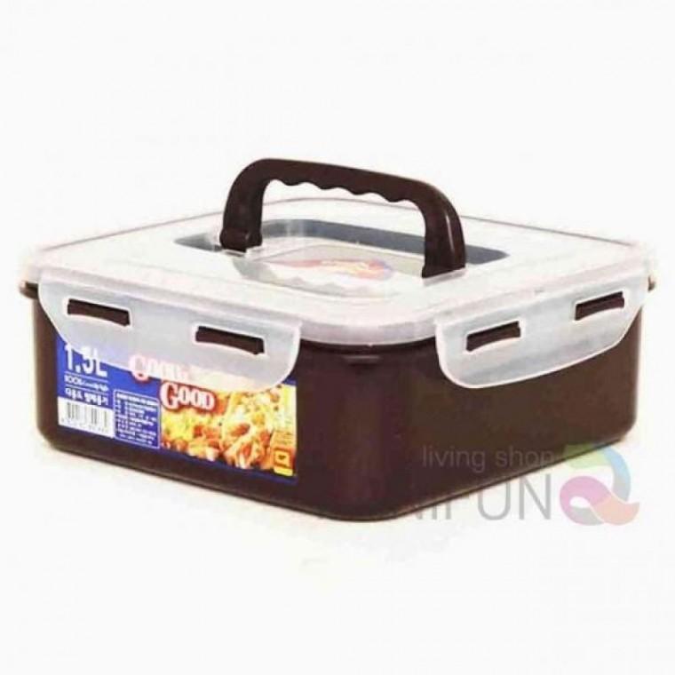 핸들 정사각 밀폐용기 1.5L 냉장고수납 김치통 플라스틱통 냉장고용기 플라스틱밀폐용기