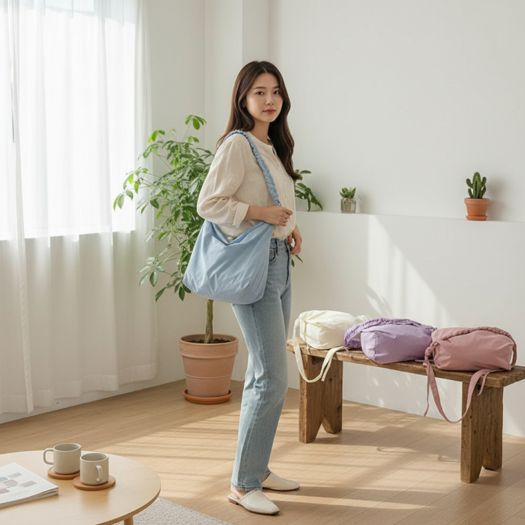 여성 숄더백 가벼운 데일리 가방 대학생 보부상 크로스백 수납 여행용 직장인 출근룩 캔버스백 데일리백