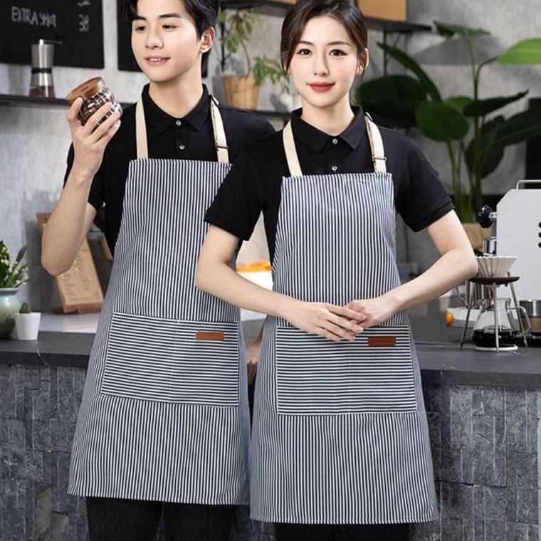 캔버스 줄무늬 앞치마 바리스타 카페 목공 공방 세트 주방 방수 화방 네일샵