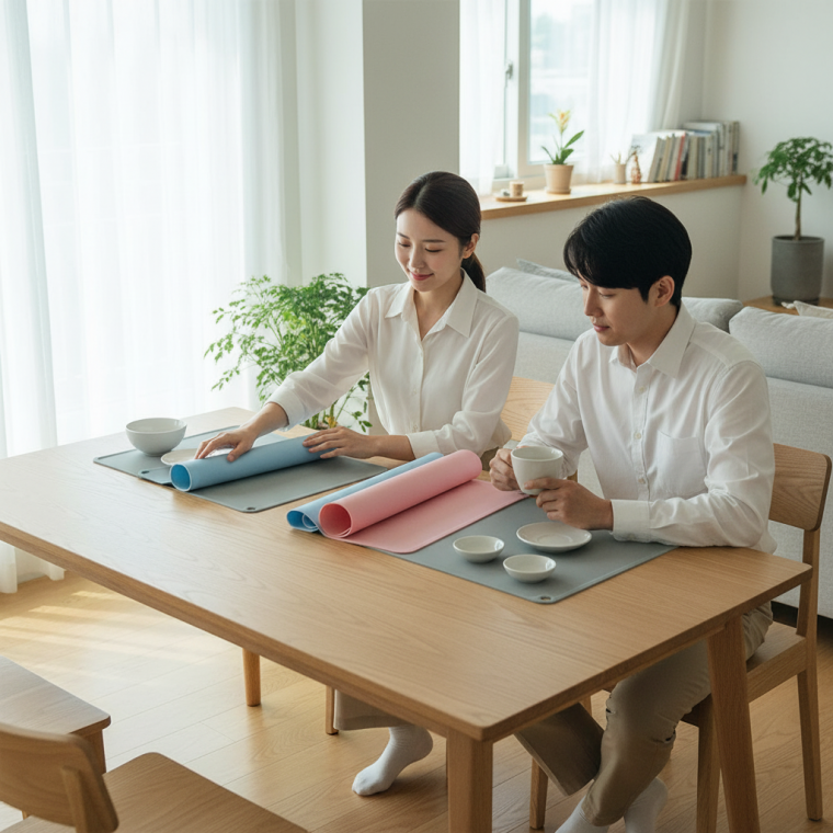 주방 식탁 실리콘 테이블보 카페 레스토랑 식탁보 오염 방지 방수 식탁커버 세척 간편한 인테리어 테이블