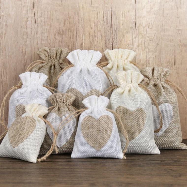 린넨 하트 복주머니 파우치 10X 14cm 마주 방향 향낭 소품 미니 작은
