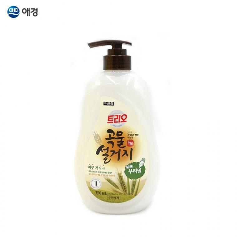 트리오 곡물 설거지 다용도 우리밀 주방 세제 세정제 750mL 용기 1EA