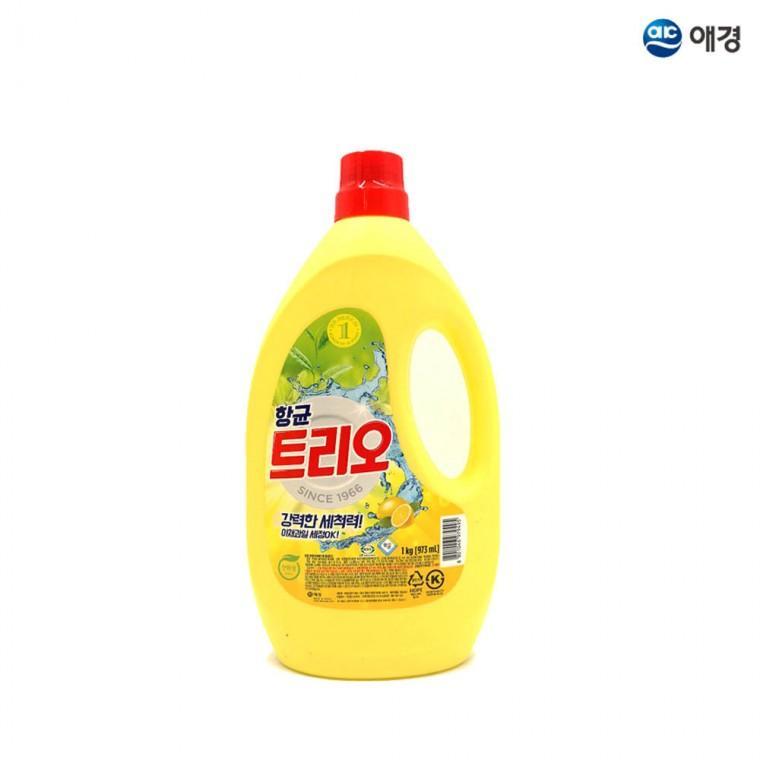 애경 향균 트리오 주방 세제 1kg 용기 1EA 설거지용품 세정제 집들이선물 다용도 과일세척제 리필 고농축