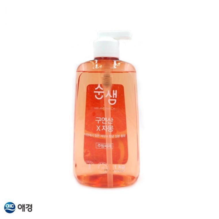 세정제 순샘 구연산 자몽 주방 집들이선물 세제 1kg 용기 1EA 고농축 설거지용품 다용도 과일세척제 리필