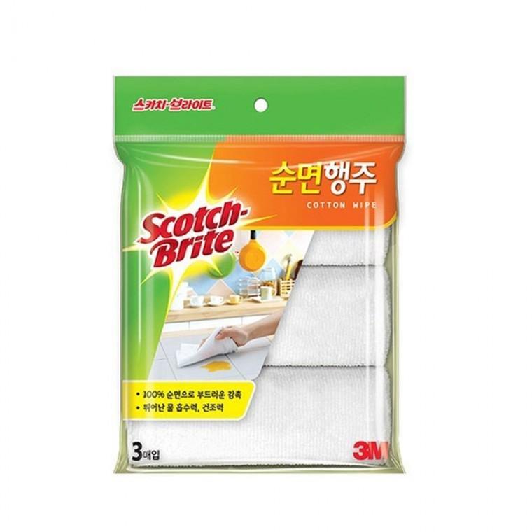 베이직 물기 순면행주 3매 식기 기름 제거 주방용품