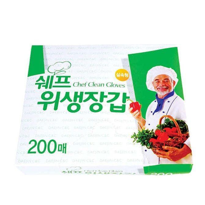 쉐프 위생장갑 주방 일회용 비닐 장갑 실속형 200매