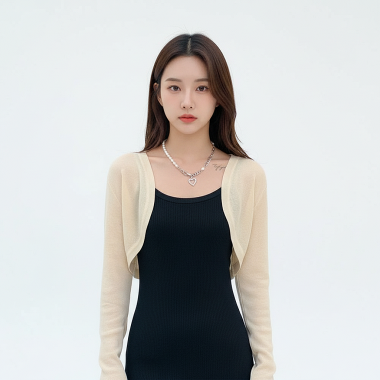 여름 얇은 가디건 시원한 크롭 긴팔 볼레로 에어컨 바람막이 사무실 실내용 차량용