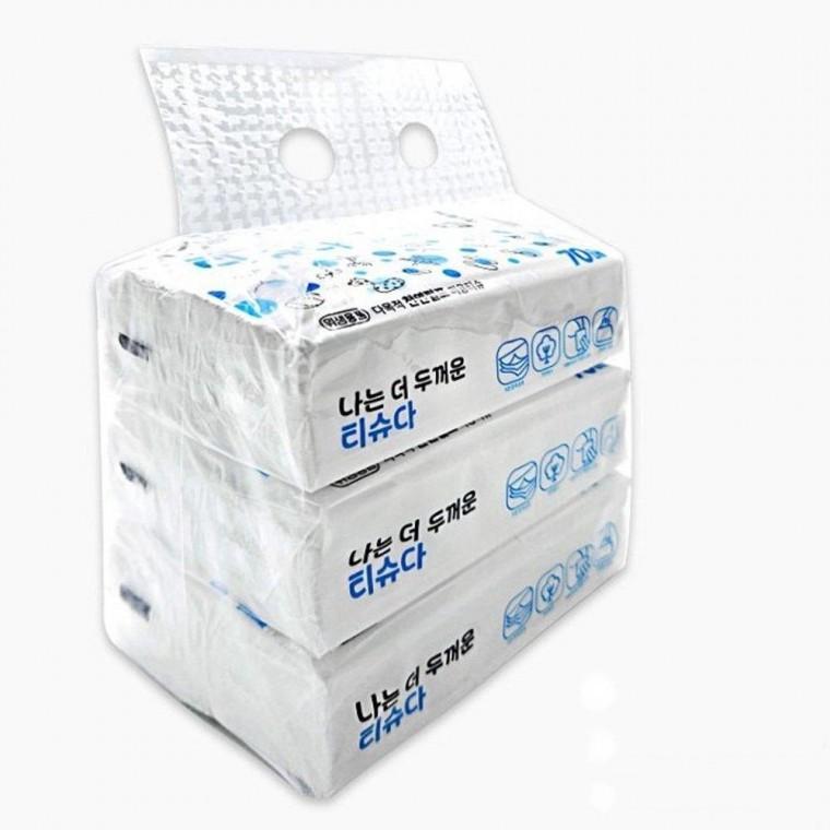 70매 x 3개입 미용 티슈 휴대용 화장지 여행용 소 포장 부드러운 각 세트