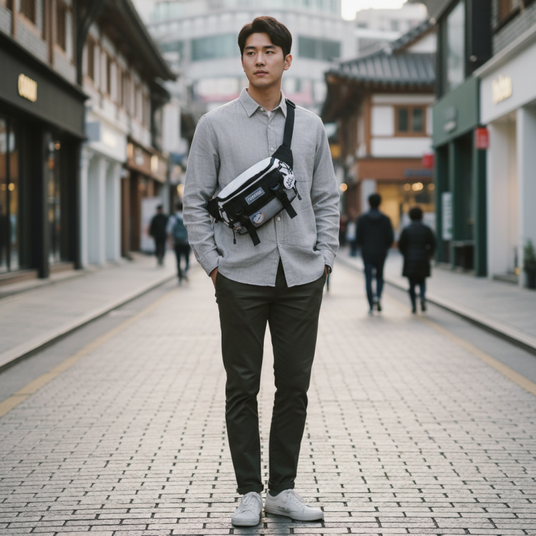 남성용 힙색 슬링백 크로스바디백 허리 가방 여행용 데일리 보조가방