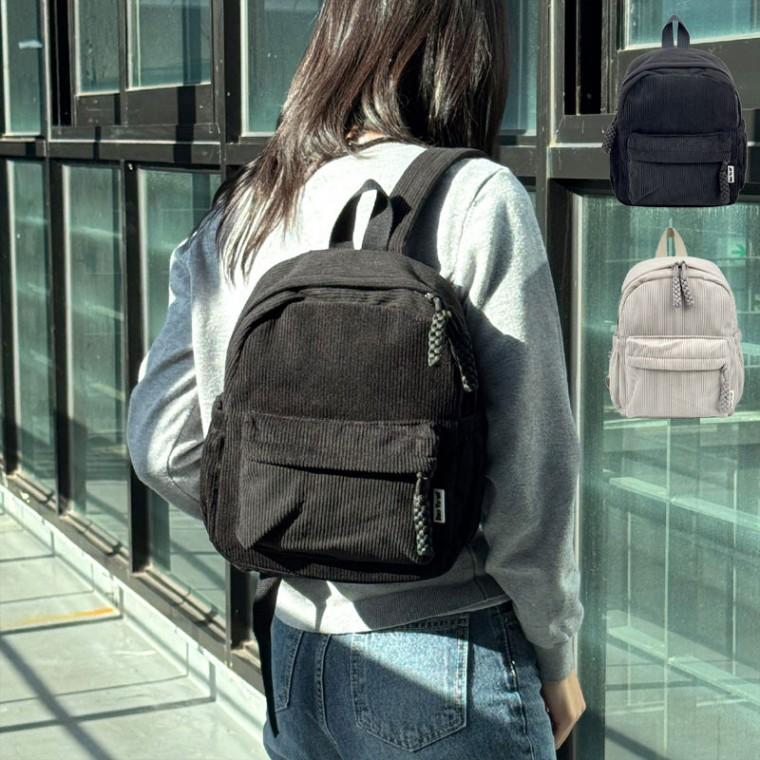 코듀로이 미니 백팩 여성 데일리 캐주얼 가방 학생