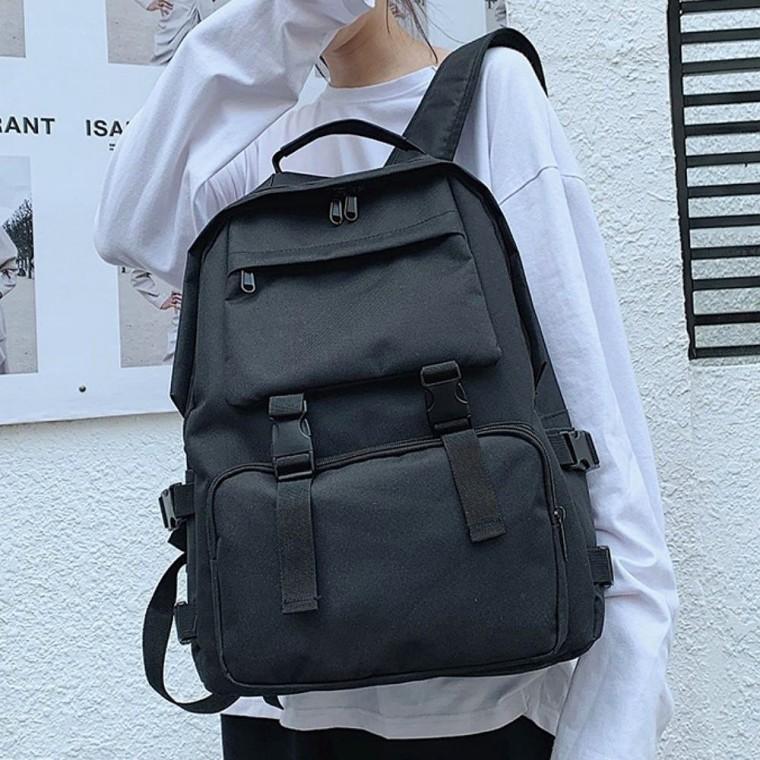 백팩 포켓 검정 수납력 백팩 좋은 남녀공용 멀티 가방